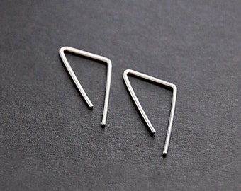 Triangle Threader Earrings - 14k gold filled, sterling silver, argentium silver, minimalist earrings, geometric earrings, modern earrings