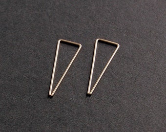 Long Triangle Earrings - minimalist earrings, modern earrings, geometric earrings, gold filled earrings, sterling silver earrings