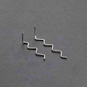 Zig Zag Earrings - 14k gold filled, sterling silver, argentium, stud earrings, long post earrings, wave earrings, modern squiggly earrings