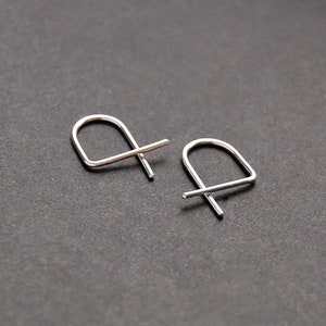 Short P Earrings - minimalist earrings, modern earrings, hoop earrings, gold filled earrings, sterling silver earrings