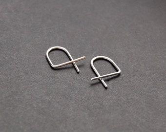 Short P Earrings - minimalist earrings, modern earrings, hoop earrings, gold filled earrings, sterling silver earrings