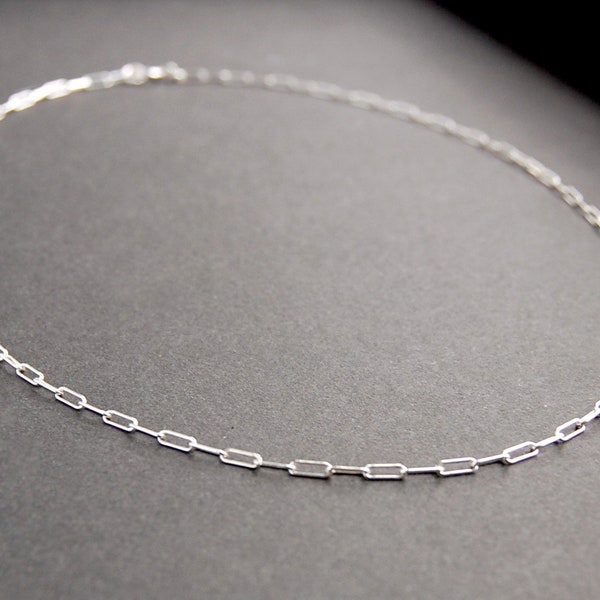 Sterling Silver Paperclip Chain Necklace - dainty sterling silver necklace, delicate silver necklace, minimalist necklace, dainty necklace