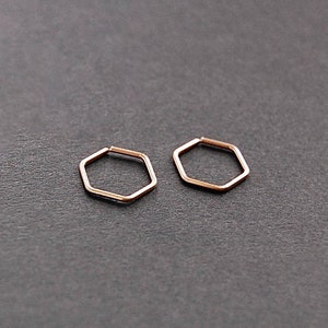 Kleine Sechseck Creolen - 14k gold filled, 14k rose gold filled, Sterling Silber, Argentium Silber, minimalistische Ohrringe, Ohrschmuck