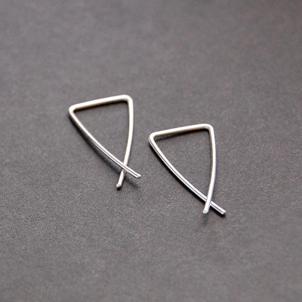 Short Crossover Wire Threader Earrings - minimalist earrings, gold filled earrings, sterling silver earrings, lightweight earrings