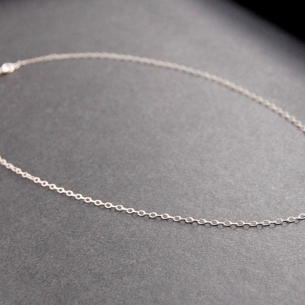 Dainty Sterling Silver Chain Necklace - dainty necklace, delicate necklace, minimalist necklace, dainty sterling silver choker necklace