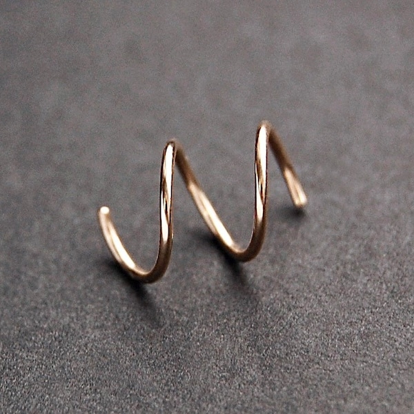 Gold Filled Spiral Earrings, Silver Huggie Earrings, Minimalist Earings, Small Hoop Earrings Tiny Hoop Earrings, Double Piercing Earrings