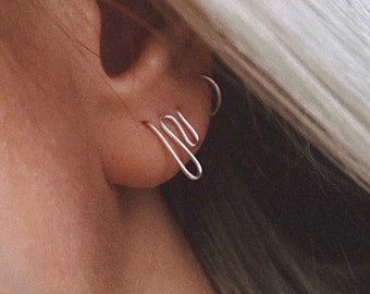 Double Piercing Drip Earrings - sterling silver earrings, gold filled earrings, squiggly earrings, modern earrings, minimalist earrings