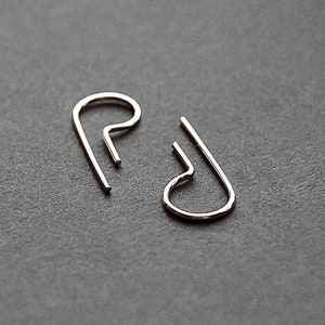 P Shape Open Hoop Earrings gold earrings, gold hoop earrings, silver earrings, minimal earrings, minimalist earrings, threader earrings image 1