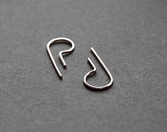 P Shape Open Hoop Earrings - gold earrings, gold hoop earrings, silver earrings, minimal earrings, minimalist earrings, threader earrings