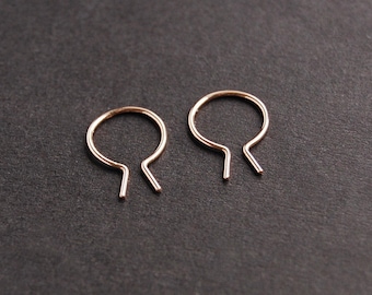Small Geometric Hoop Earrings - 14k gold filled, sterling silver, argentium, minimaist earrings, open hoop, ear huggie, modern, dainty