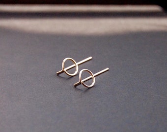 Small Circle Threader Earrings - 14k gold filled, sterling silver, argentium, geometric earrings, minimalist earrings, modern ear jackets