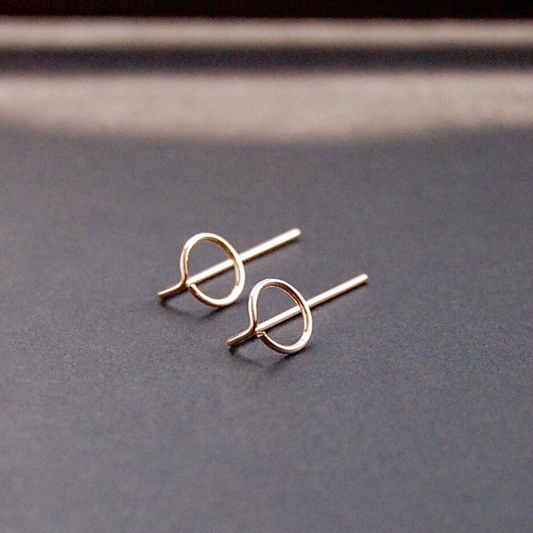 Small Circle Threader Earrings - 14k gold filled, sterling silver, argentium, geometric earrings, minimalist earrings, modern ear jackets