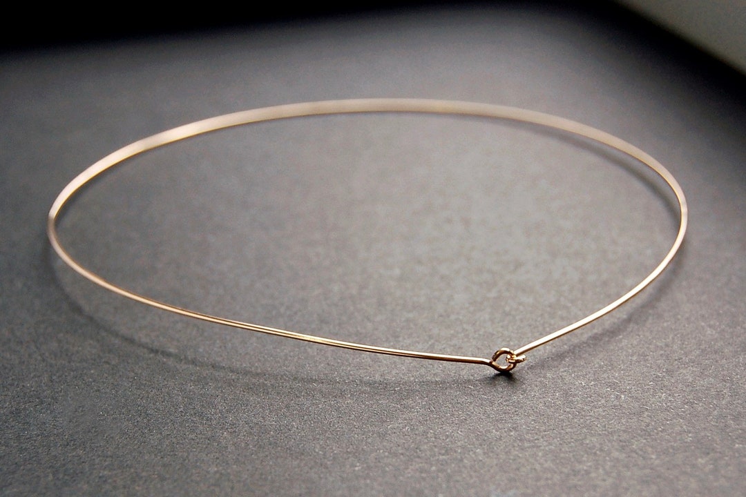 Gold Neck Cuff Gold Choker Necklace, Gold Wire Choker Necklace, Gold