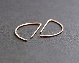 Half Hoop Earrings - gold filled hoop earrings, sterling silver hoop earrings, gold semicircle earrings, minimalist gold hoop earrings