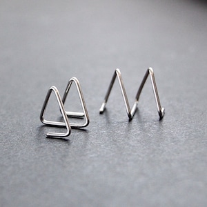 Dreieck Spirale Ohrringe - Gold Ohrringe, Gold filled Ohrringe, Doppel Ohrringe, Sterling Silber Ohrringe, Doppel Piercing Ohrringe