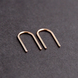 Gold Arc Earrings u earrings, minimalist earrings, dainty earrings, open hoop earrings, gold filled earrings, sterling silver earrings image 1