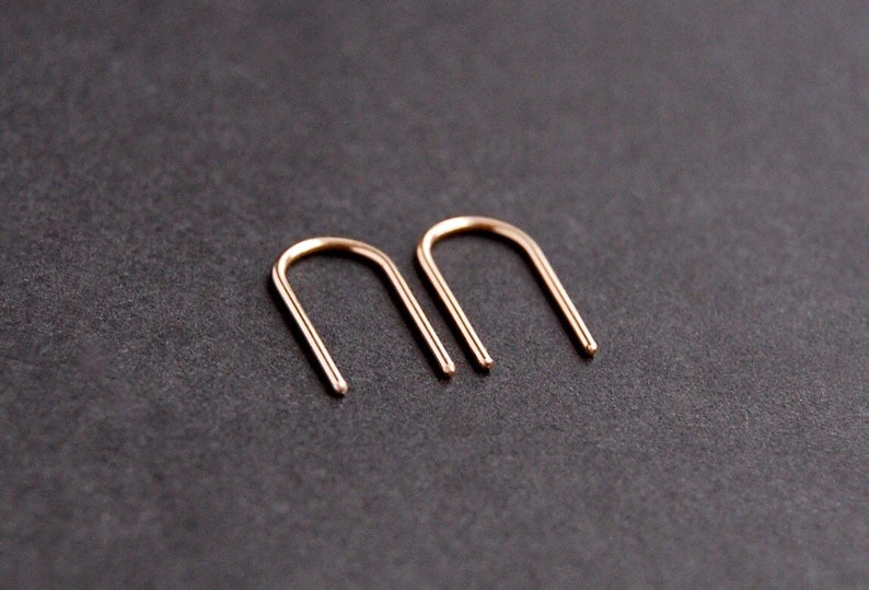 Gold Arc Earrings - gold filled earrings, gold u earrings, minimalist earrings, dainty earrings, open hoop earrings, silver earrings 