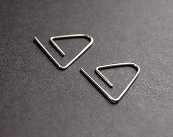 Open Triangle Hoop Earrings, dainty gold filled earrings, sterling silver earrings, minimalist earrings, geometric earrings, modern earrings