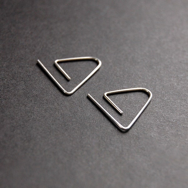 Open Triangle Hoop Earrings, dainty gold filled earrings, sterling silver earrings, minimalist earrings, geometric earrings, modern earrings