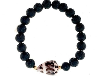 Hebrew Shell Lava Bracelet