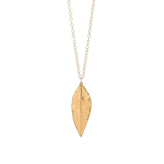Maile Leaf Necklace Gold Dipped Kauai Made - Gold Dipped Maile Leaf Pendant