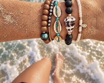 Hebrew Shell Lava Bracelet - Tropical Jewelry - Hawaii Jewelry - Handmade Hawaii Jewelry - Custom - Gift