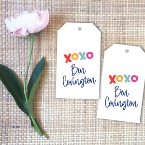 XOXO Personalized Gift Tag/Luggage Tag | Handwritten Valentine Hang Tag | Galentine Gift Wrap | Valentine&#39;s Day | Boys Girls