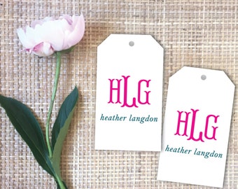 Simple Curved Monogram - Personalized Gift Tag/Luggage Tag | Hang Tag | Hostess Gift | Birthday Gift Wrap | Holiday