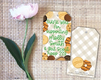 Girl Scout Cookies Thank You Gift Tags | Gingham Personalized Gift Wrap | Monogrammed Stationery | Kids Thank You Tag