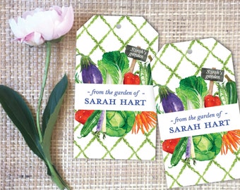 Vegetable Garden Gift Tag,  Watercolor Root Vegetable Luggage Tag, Garden to Table, Monogram Tag, From the Garden Of Tags, Christmas gift