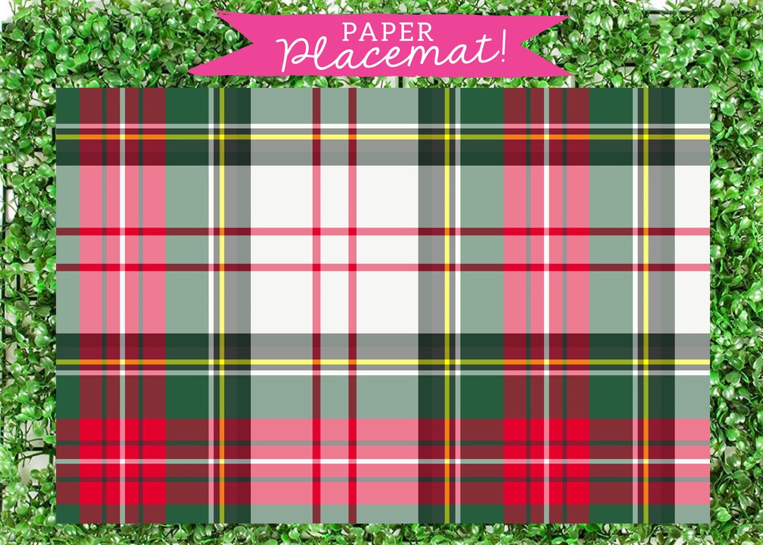 Christmas Tartan Paper Placemats/holiday Tablescape/christmas Placemats/red and Green Tartan