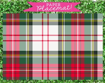 Christmas Tartan Paper Placemats/Holiday tablescape/Christmas placemats/red and green tartan/Christmas Entertaining