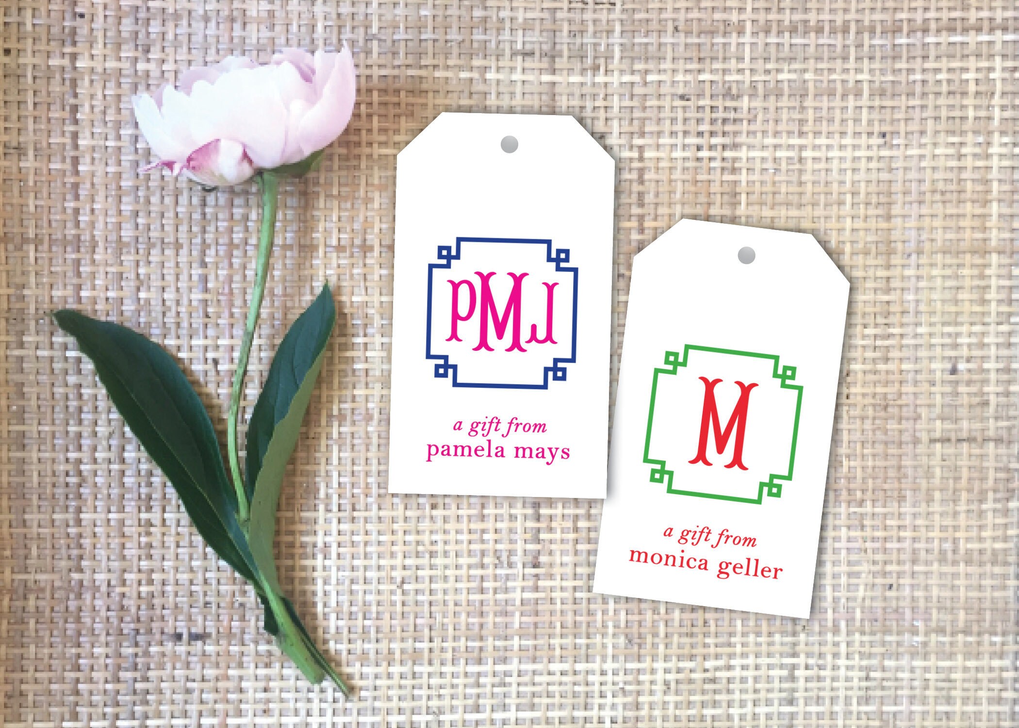 Chinoiserie Border Monogram - Personalized Gift Tag/Luggage Tag | Hang Tag | Hostess Gift | Birthday Gift Wrap