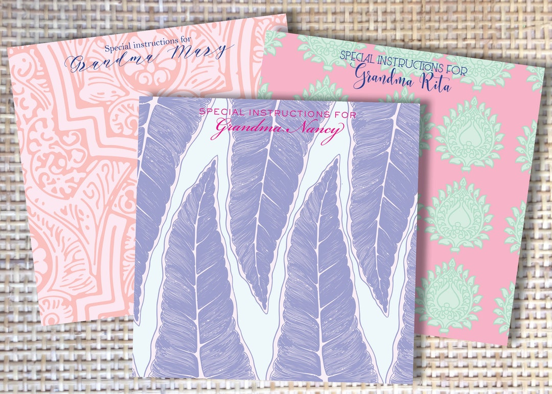 Special Instructions for Grandma Personalized Notepad Preppy Print Note