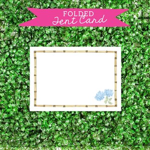 Blue Hydrangea Bamboo Tent Cards – Set of 10 Folded Cards for Buffet, Gift or Place Cards - Easy Entertaining and Versatile Party Supplies