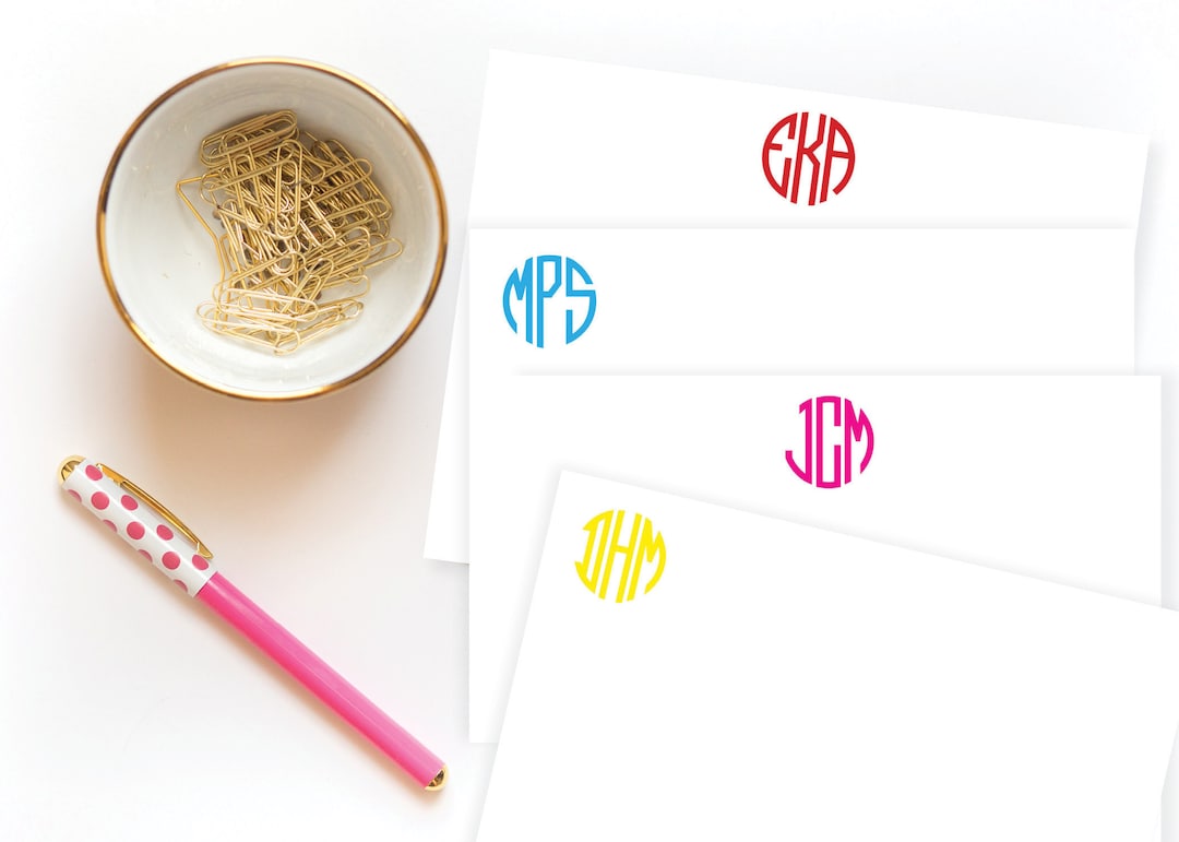 Personalized Stationery - Circle Monogram | Flat Card | Traditional ...