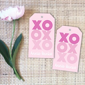 Ombre Pink XO Personalized Gift Tag/Luggage Tag | Valentine Hang Tag | Galentine Gift Wrap | Valentine&#39;s Day | XOXO