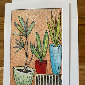 Plants in Orange, Blank Greeting Card (Orangeplants)
