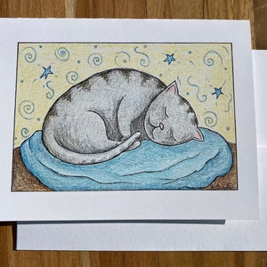 Napping Cat, Blank Greeting Card