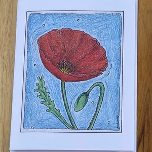 Red Poppy, Blank Greeting Card