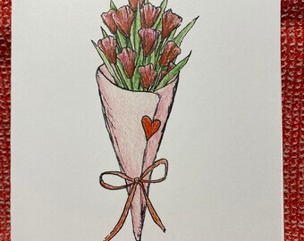 Bouquet, Blank Greeting Card