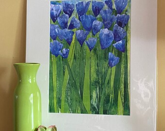 Blue Trumpets - Matted Print