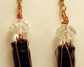 Wire wrapped capacitor earrings