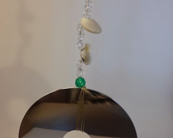 Computer hard drive platter mini light catcher with sea shells