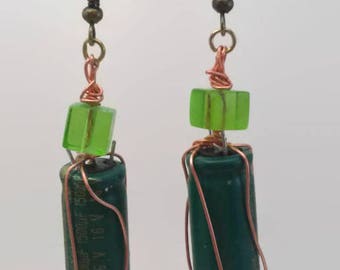 Wire wrapped capacitors earrings