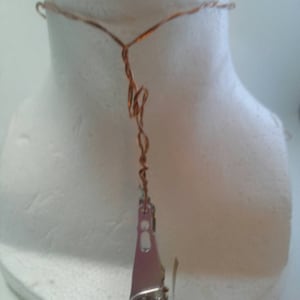 Torque style twisted copper wire necklace with hard drive actuator arm pendant image 1