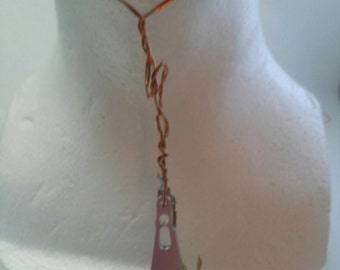 Torque style twisted copper wire necklace with hard drive actuator arm pendant