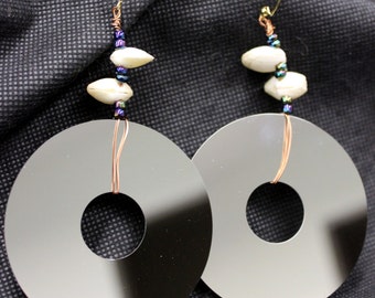 Lap top computer hard drive platter earrings