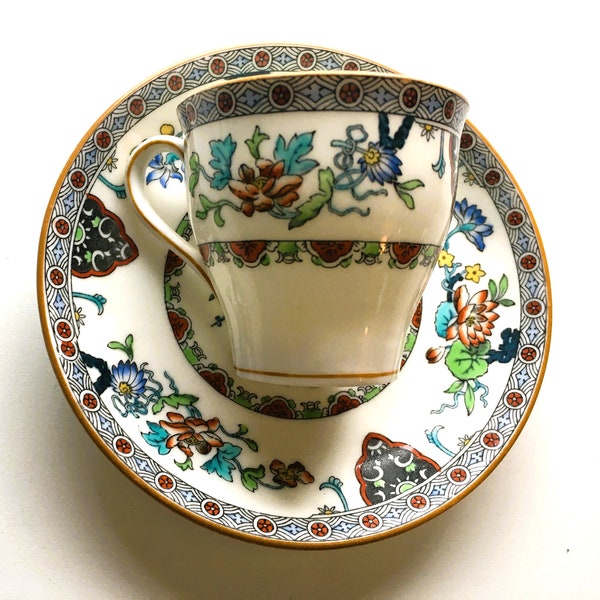 Vintage Minton Demi-Tasse Cup and Saucer|Colorful Collectible Cup and Saucer|Home & Living|Excellent Condition|Made in England