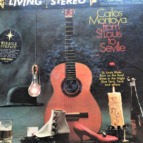Carlos Montoya|From St. Louis to Seville|Vintage Record Album|Vinyl Record|Guitar Virtuoso|LSP-1986|RCA Victor|1950's|EX